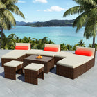 10-Delige Loungeset Met Kussens Poly Rattan Bruin