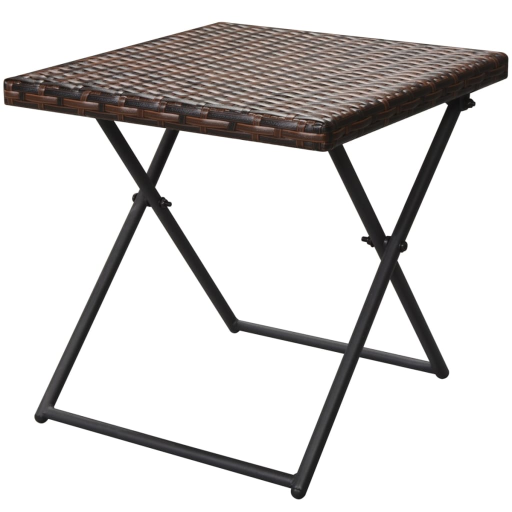 Ligbedden Inklapbaar 2 St Met Tafel Poly Rattan Bruin