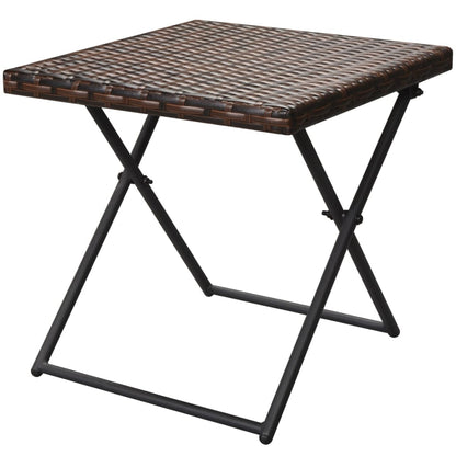 Ligbedden Inklapbaar 2 St Met Tafel Poly Rattan Bruin