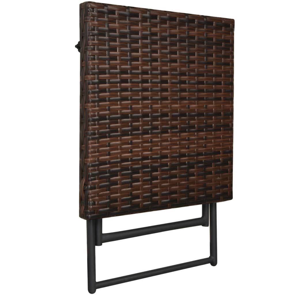 Ligbedden Inklapbaar 2 St Met Tafel Poly Rattan Bruin