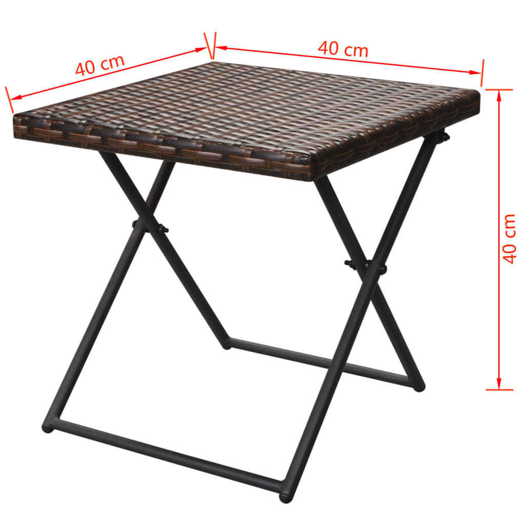 Ligbedden Inklapbaar 2 St Met Tafel Poly Rattan Bruin