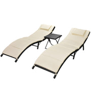 Ligbedden set 2 stuks inklapbaar poly rattan zwart