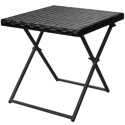 Ligbedden Inklapbaar 2 St Met Tafel Poly Rattan Zwart