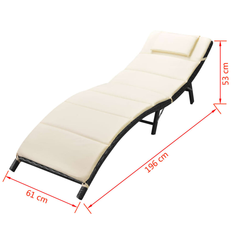 Ligbedden Inklapbaar 2 St Met Tafel Poly Rattan Zwart