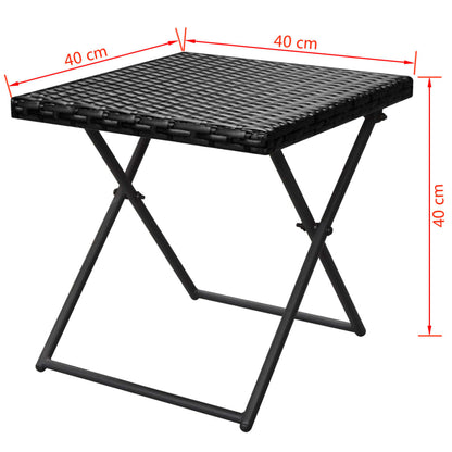 Ligbedden Inklapbaar 2 St Met Tafel Poly Rattan Zwart