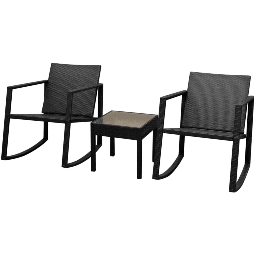 3-delige Bistroset poly rattan zwart