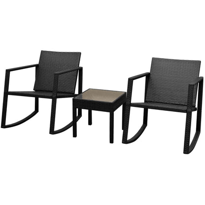 3-delige Bistroset poly rattan zwart
