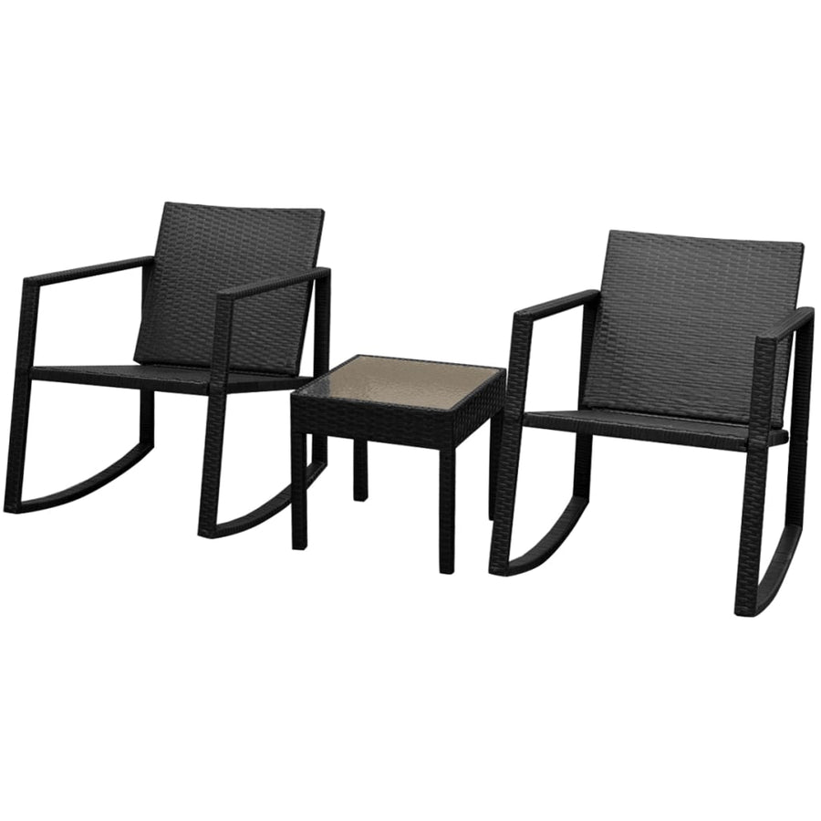 3-delige Bistroset poly rattan zwart