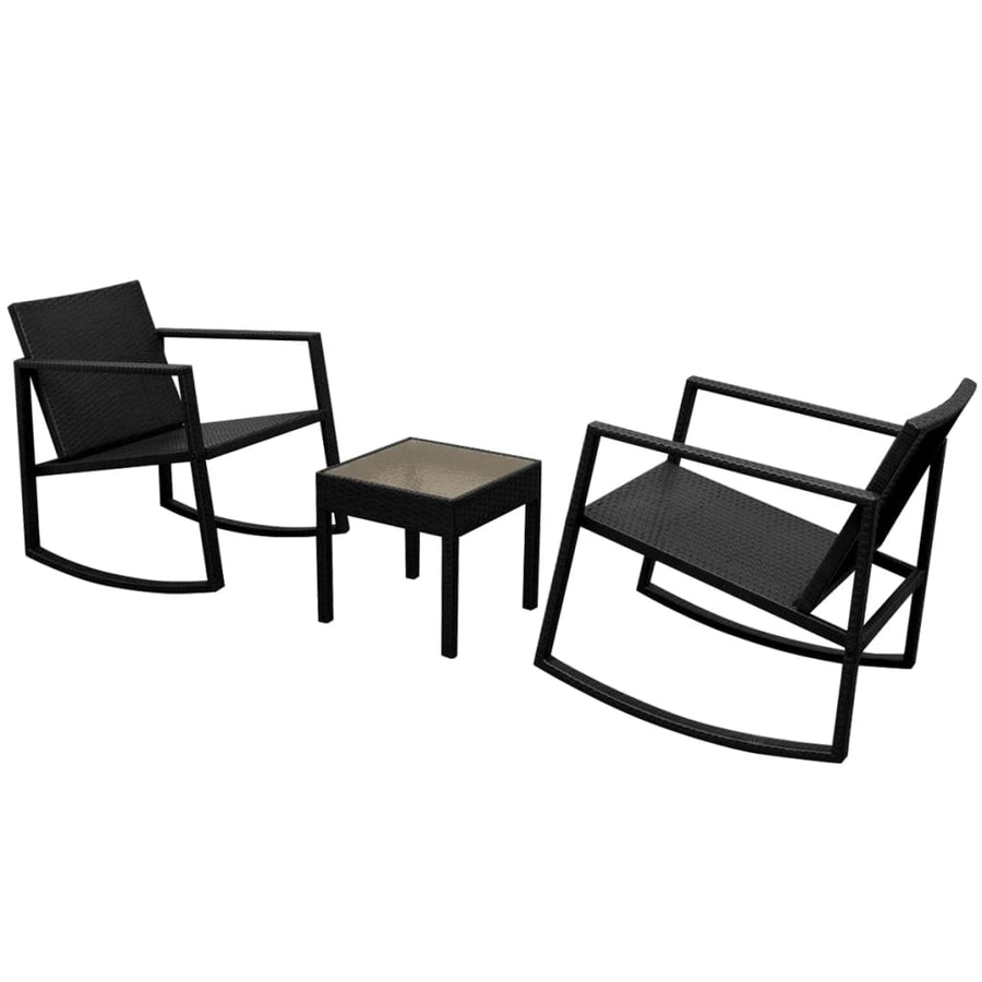 3-delige Bistroset poly rattan zwart