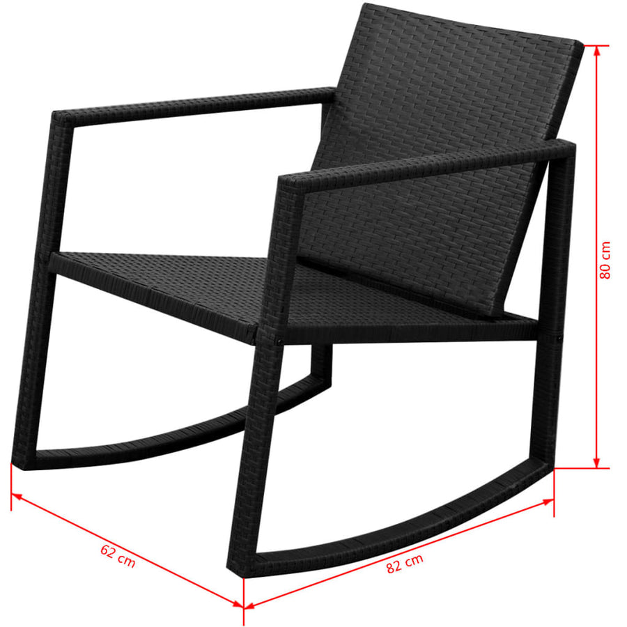 3-delige Bistroset poly rattan zwart