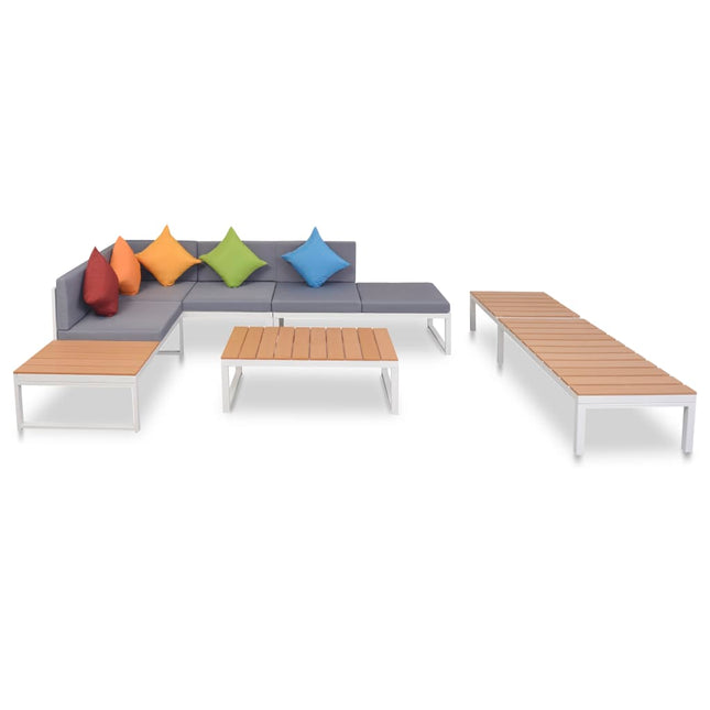 -Delige Loungeset Met Kussens Aluminium En Hkc 5 Loungeset met ligstoel