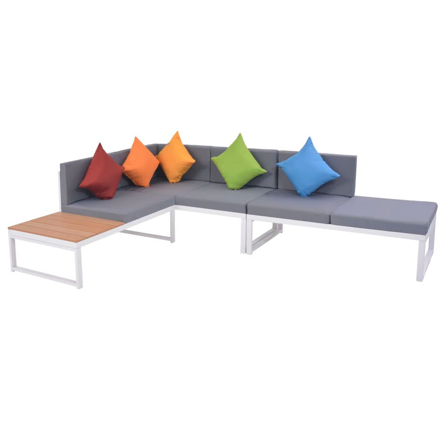 -Delige Loungeset Met Kussens Aluminium En Hkc 5 Loungeset met ligstoel