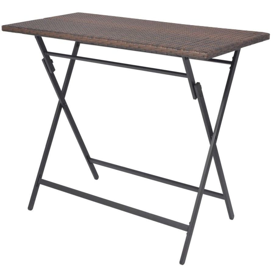-Delige Tuinset Inklapbaar Staal Poly Rattan Bruin