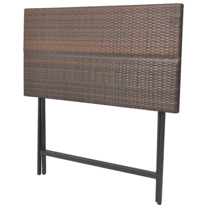 -Delige Tuinset Inklapbaar Staal Poly Rattan Bruin