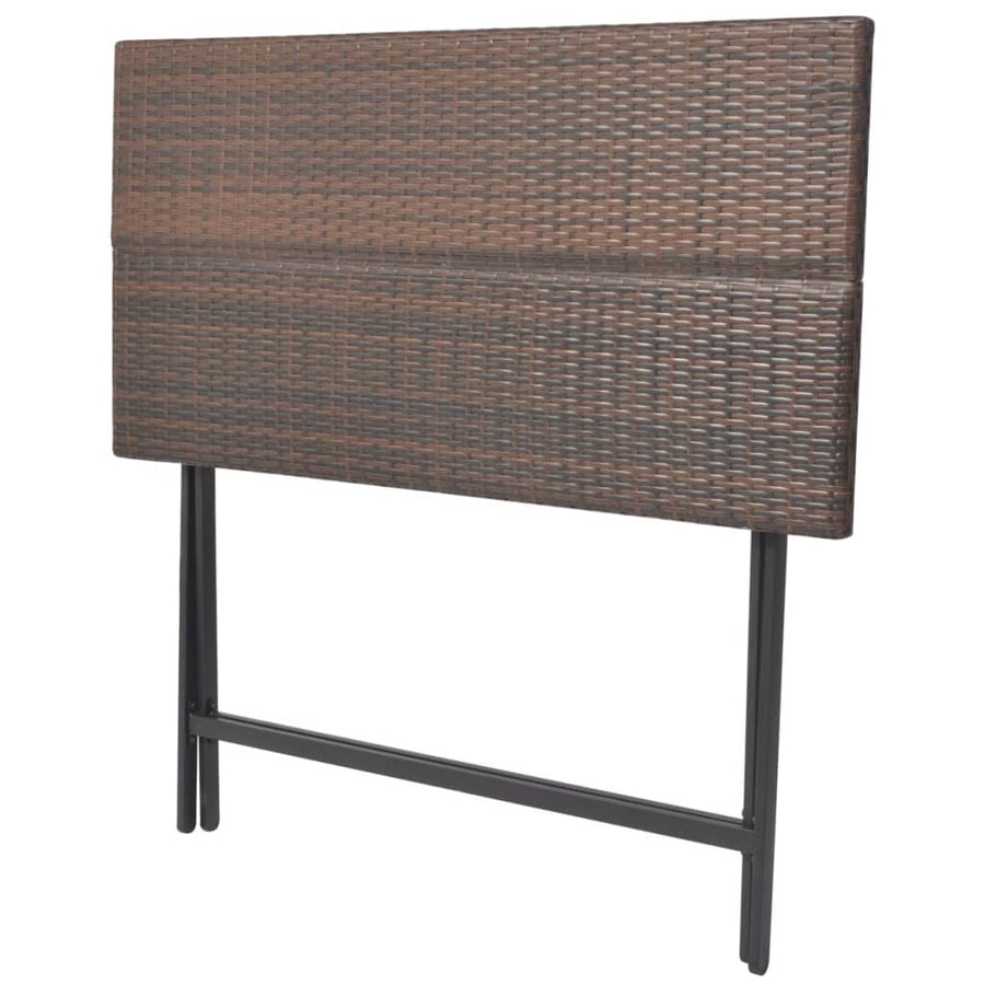 -Delige Tuinset Inklapbaar Staal Poly Rattan Bruin