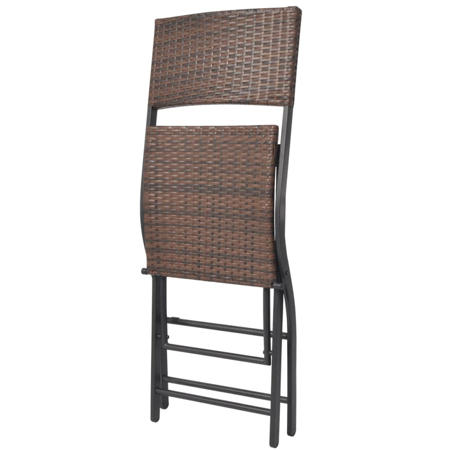 -Delige Tuinset Inklapbaar Staal Poly Rattan Bruin
