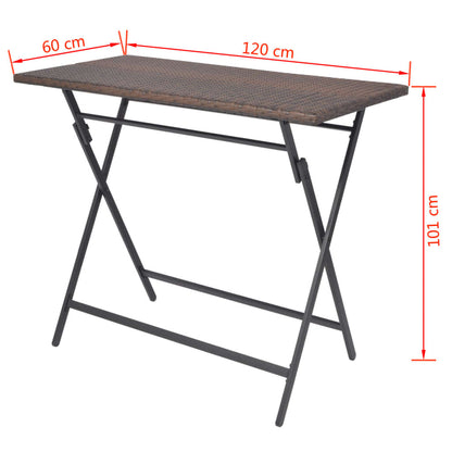 -Delige Tuinset Inklapbaar Staal Poly Rattan Bruin