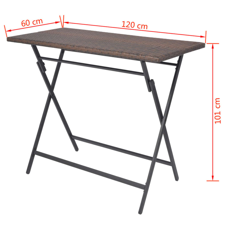-Delige Tuinset Inklapbaar Staal Poly Rattan Bruin