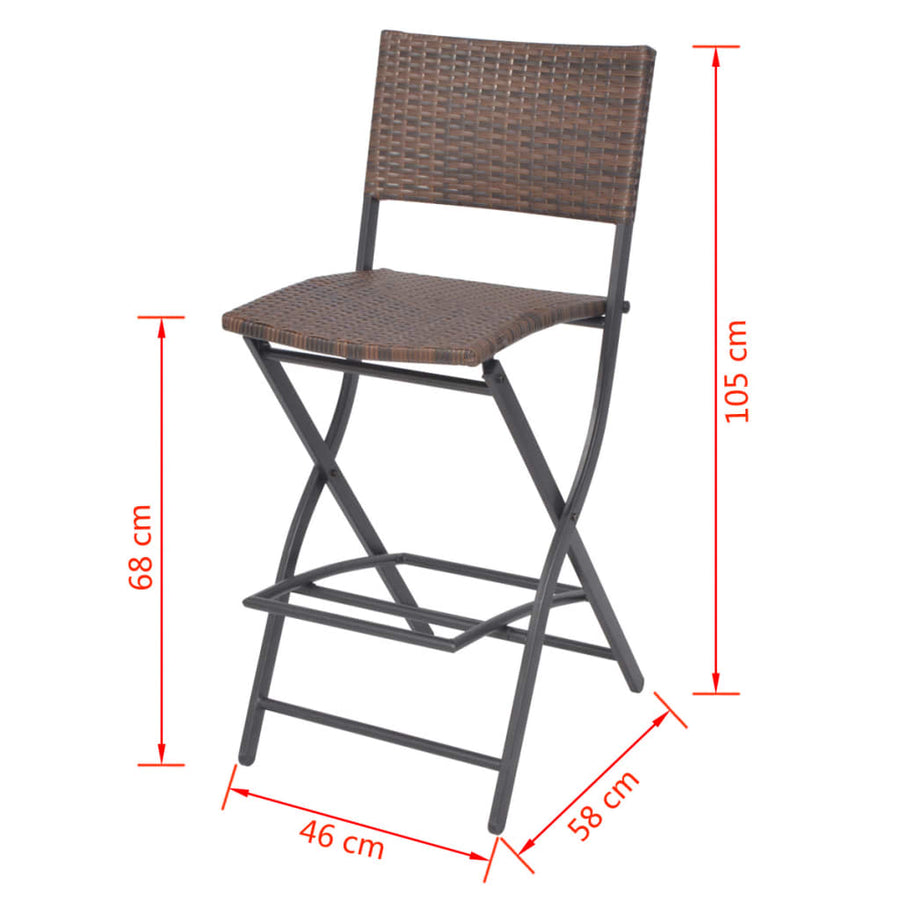 -Delige Tuinset Inklapbaar Staal Poly Rattan Bruin