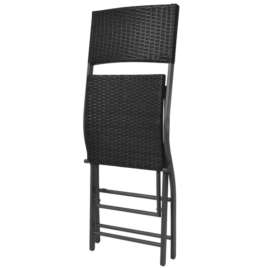 -Delige Tuinset Inklapbaar Staal Poly Rattan Zwart