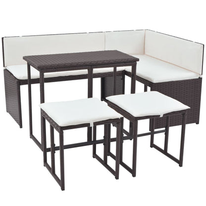 5-delige Tuinset staal poly rattan bruin