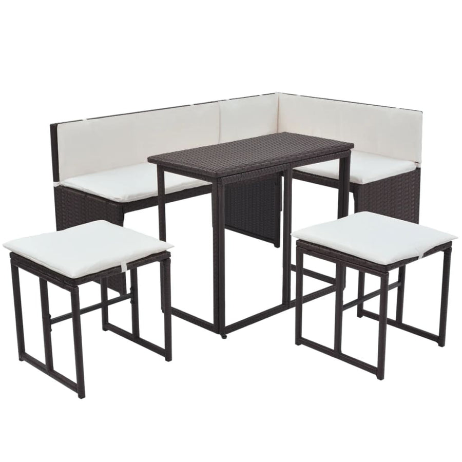5-delige Tuinset staal poly rattan bruin