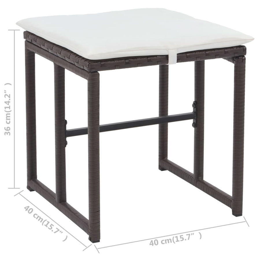 5-delige Tuinset staal poly rattan bruin