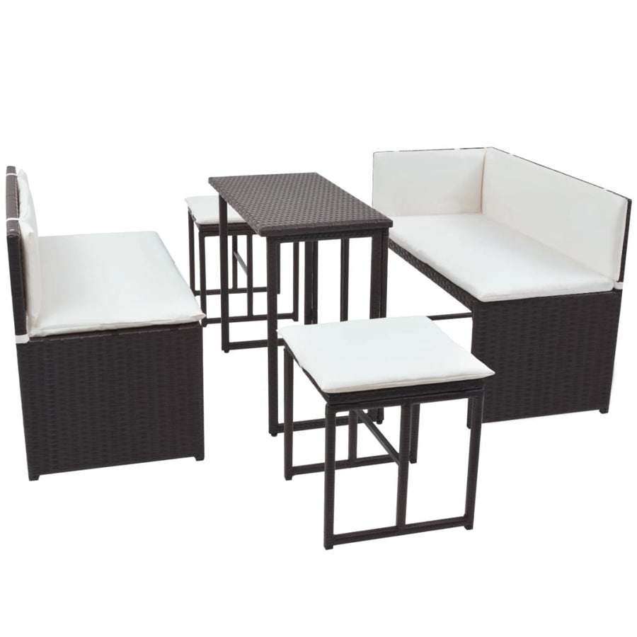 5-delige Tuinset staal poly rattan bruin