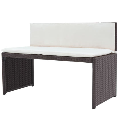5-delige Tuinset staal poly rattan bruin