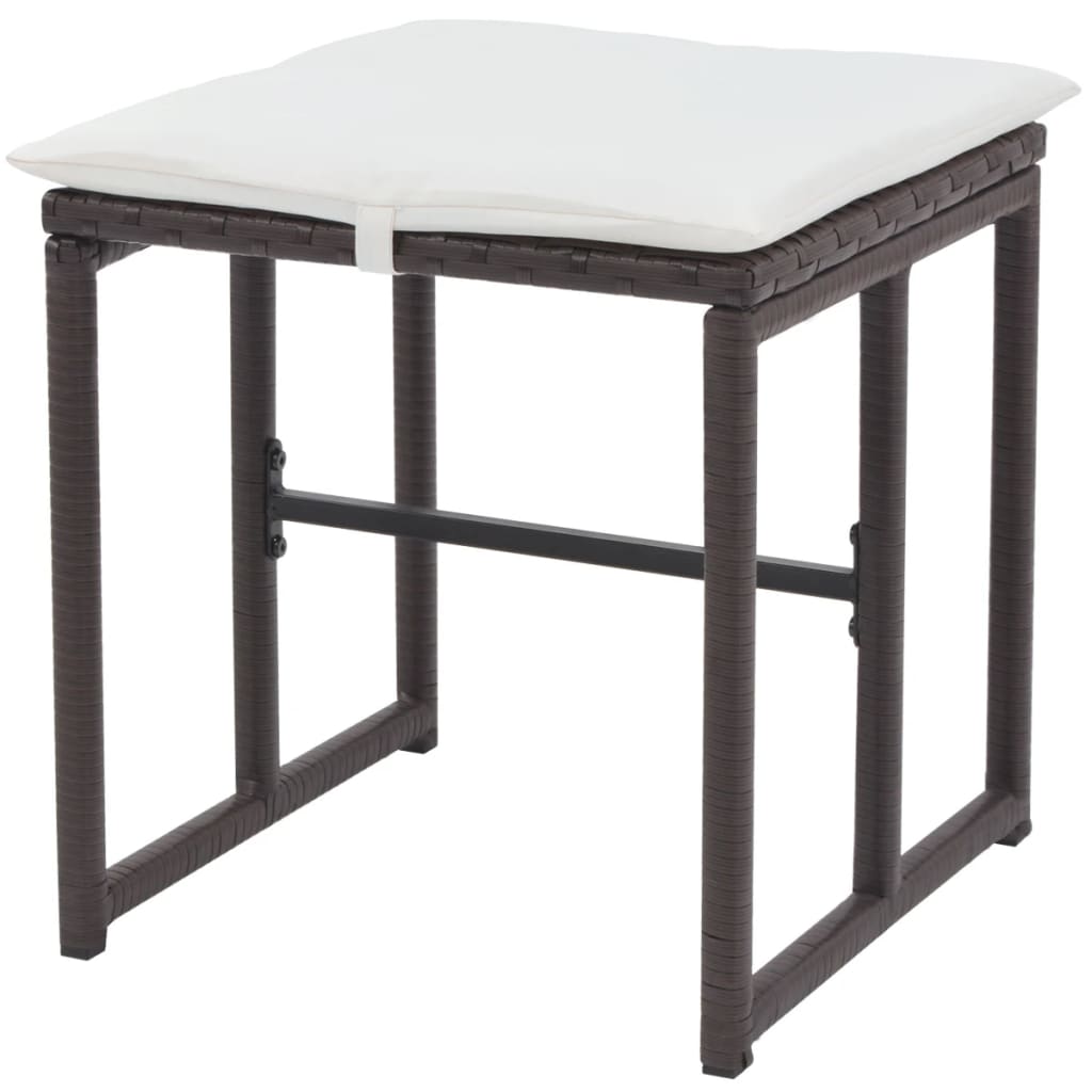 5-delige Tuinset staal poly rattan bruin