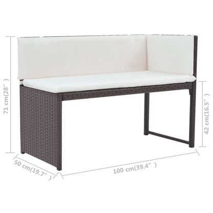 5-delige Tuinset staal poly rattan bruin