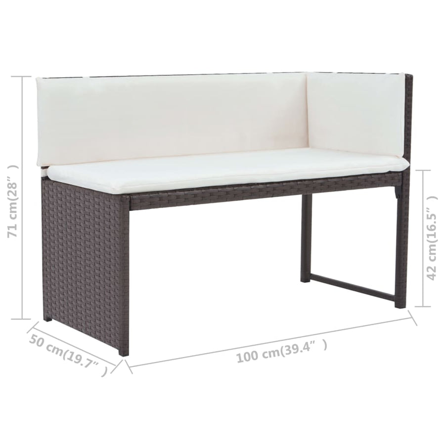 5-delige Tuinset staal poly rattan bruin