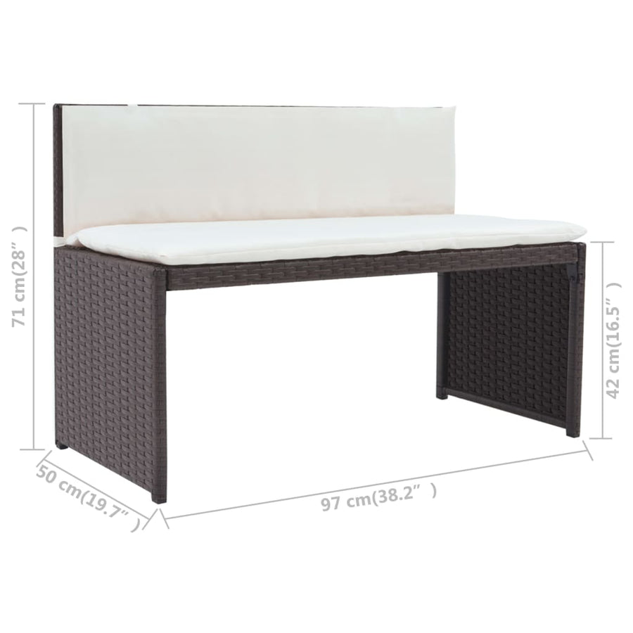 5-delige Tuinset staal poly rattan bruin