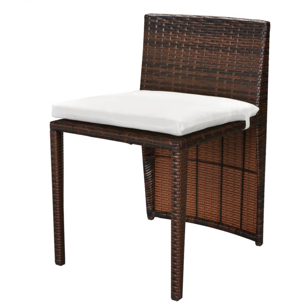 3-delige Bistroset met kussens poly rattan bruin