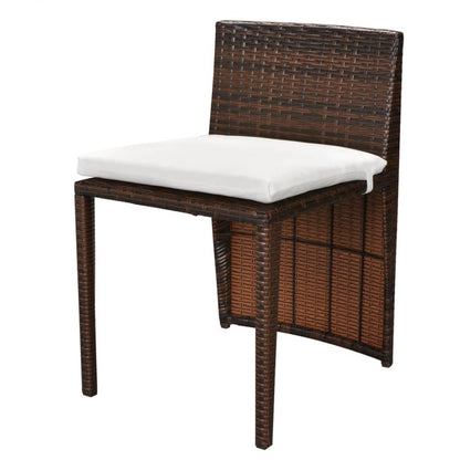 3-delige Bistroset met kussens poly rattan bruin