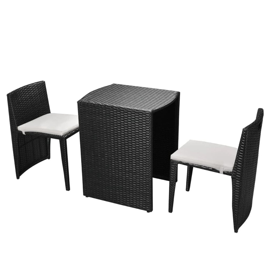 -Delige Bistroset Met Kussens Poly Rattan Zwart