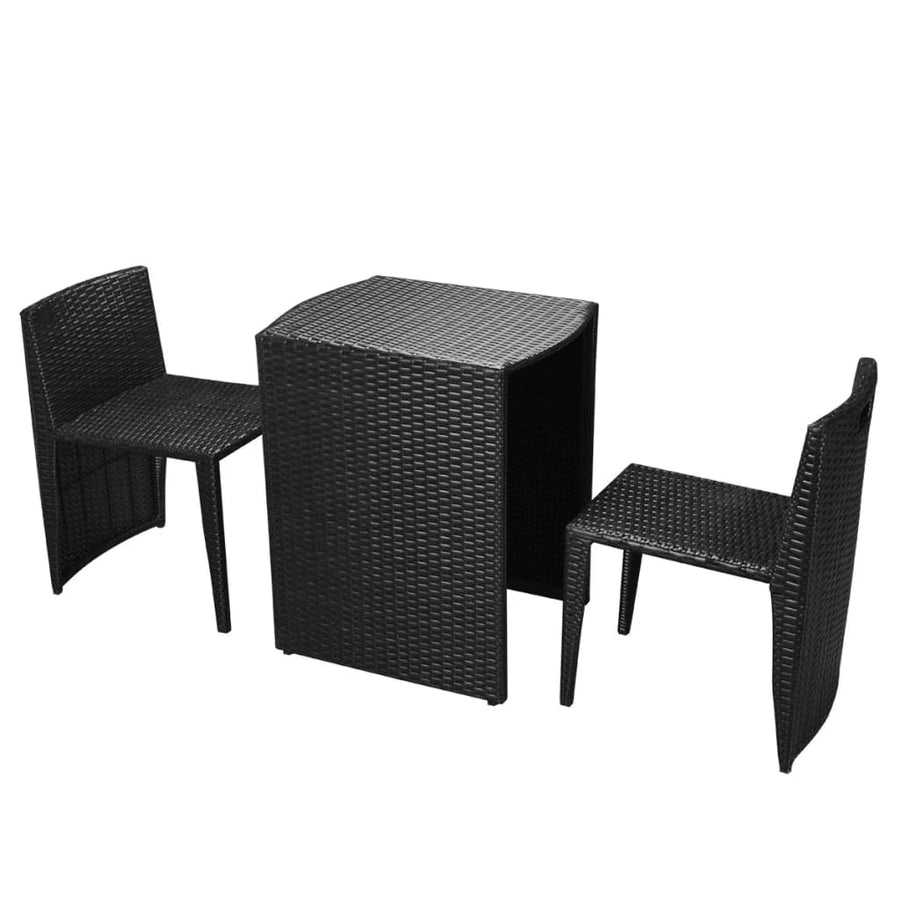 -Delige Bistroset Met Kussens Poly Rattan Zwart