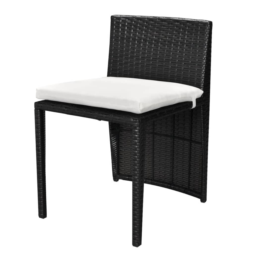 -Delige Bistroset Met Kussens Poly Rattan Zwart