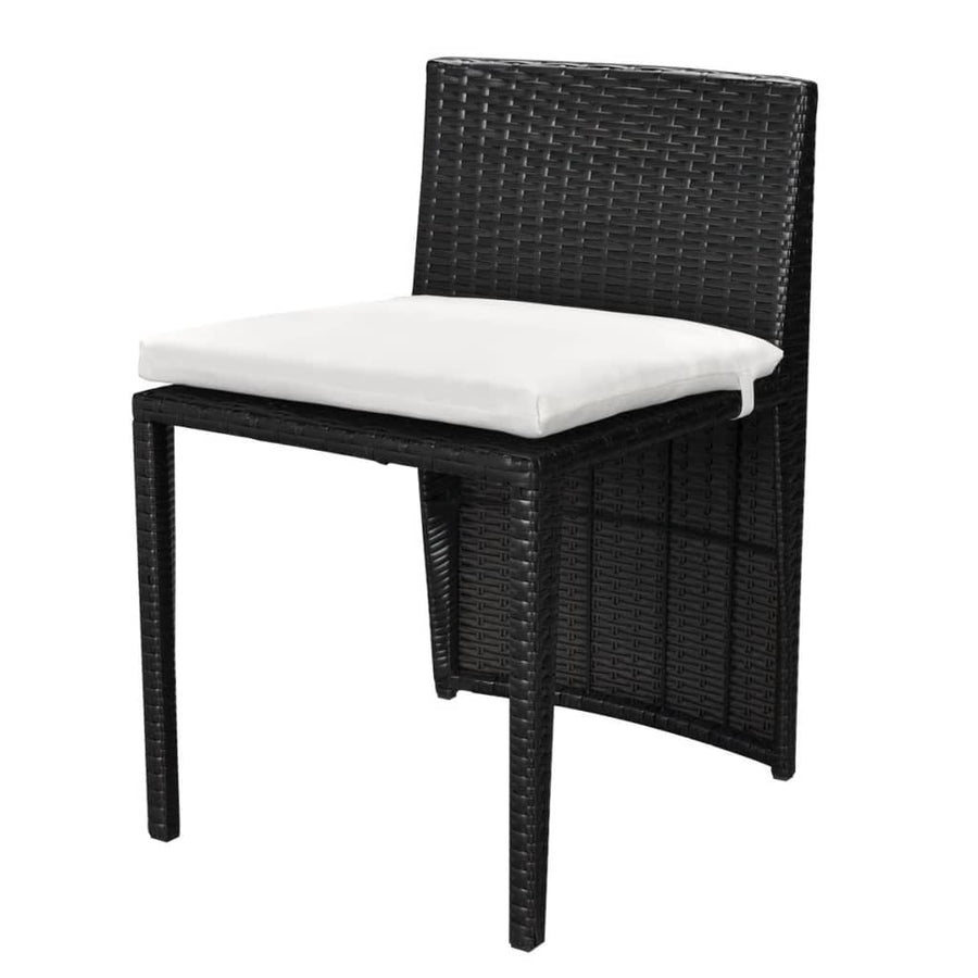 -Delige Bistroset Met Kussens Poly Rattan Zwart
