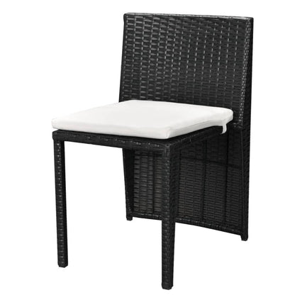 -Delige Bistroset Met Kussens Poly Rattan Zwart