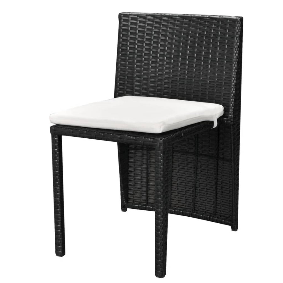 -Delige Bistroset Met Kussens Poly Rattan Zwart