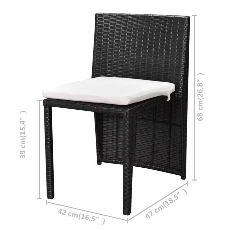 -Delige Bistroset Met Kussens Poly Rattan Zwart