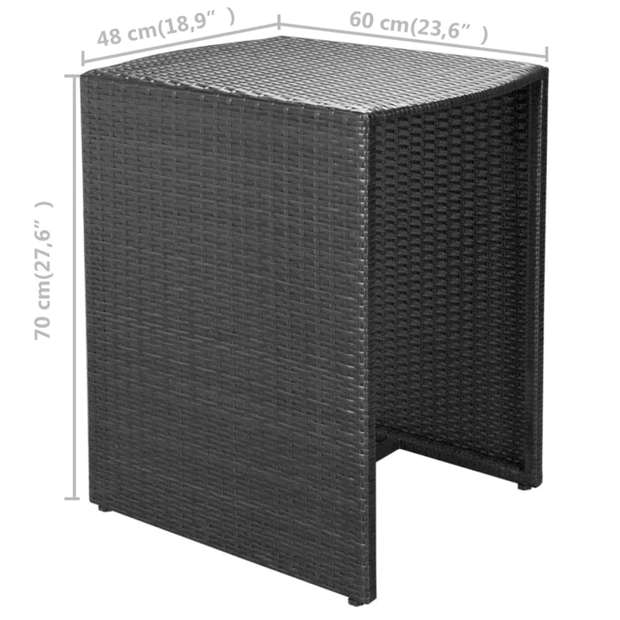 -Delige Bistroset Met Kussens Poly Rattan Zwart