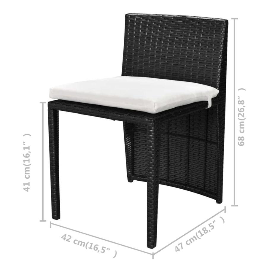 -Delige Bistroset Met Kussens Poly Rattan Zwart