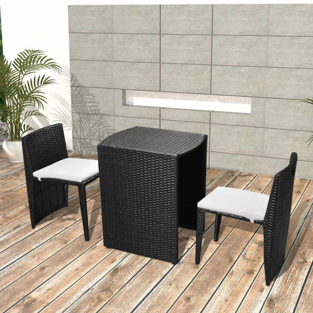 -Delige Bistroset Met Kussens Poly Rattan Zwart