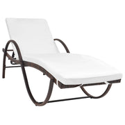 Ligbed poly rattan bruin met kussen
