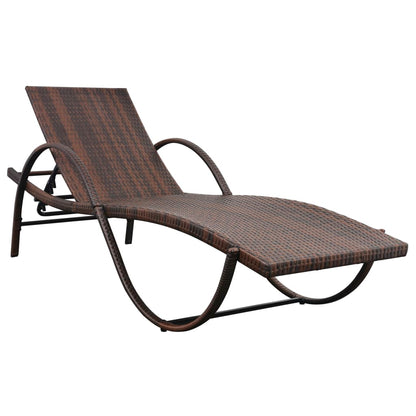 Ligbed Met Kussen Poly Rattan Bruin
