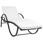 Ligbed poly rattan zwart met kussen