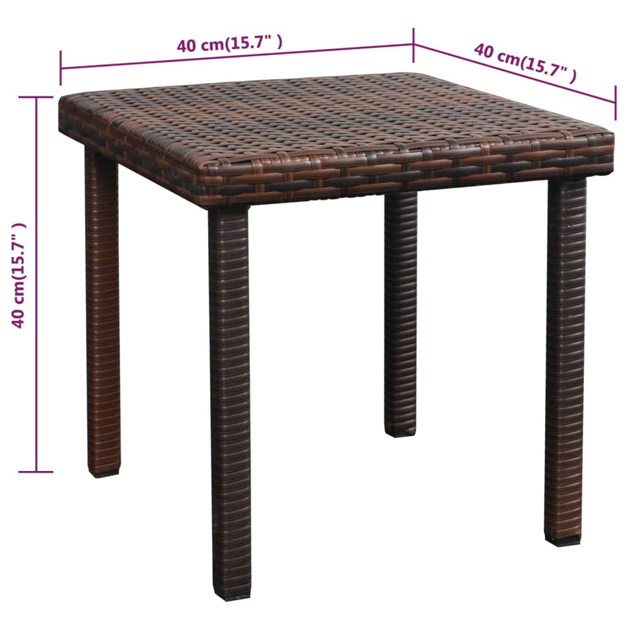Ligbed Met Kussen En Tafel Poly Rattan Bruin