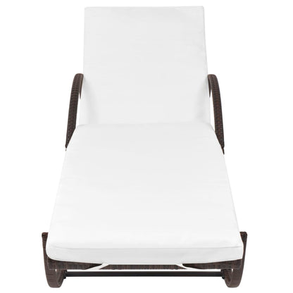 Ligbed Met Kussen En Tafel Poly Rattan Bruin
